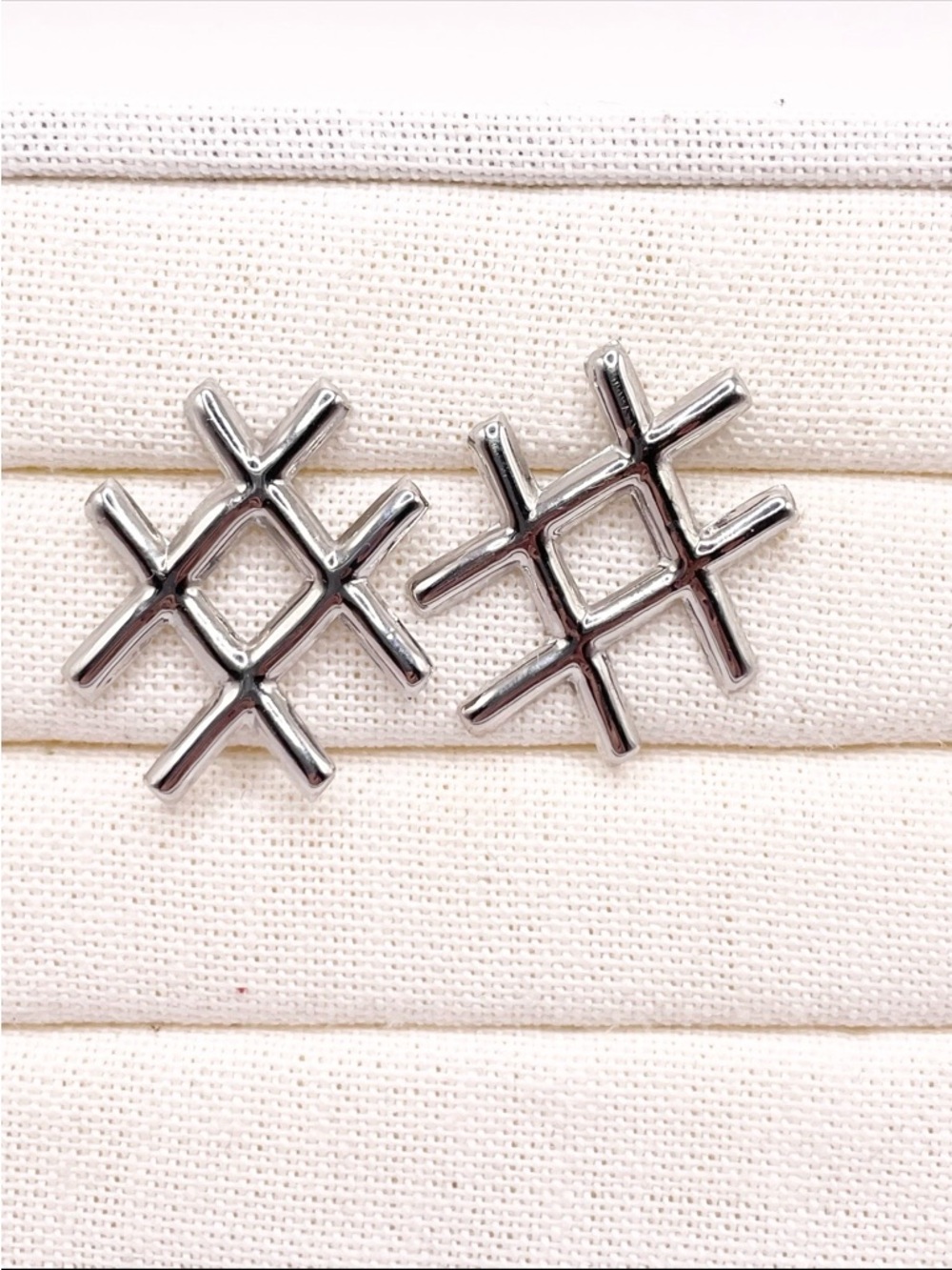 Modern Tic Tac Toe Sterling Silver Earrings